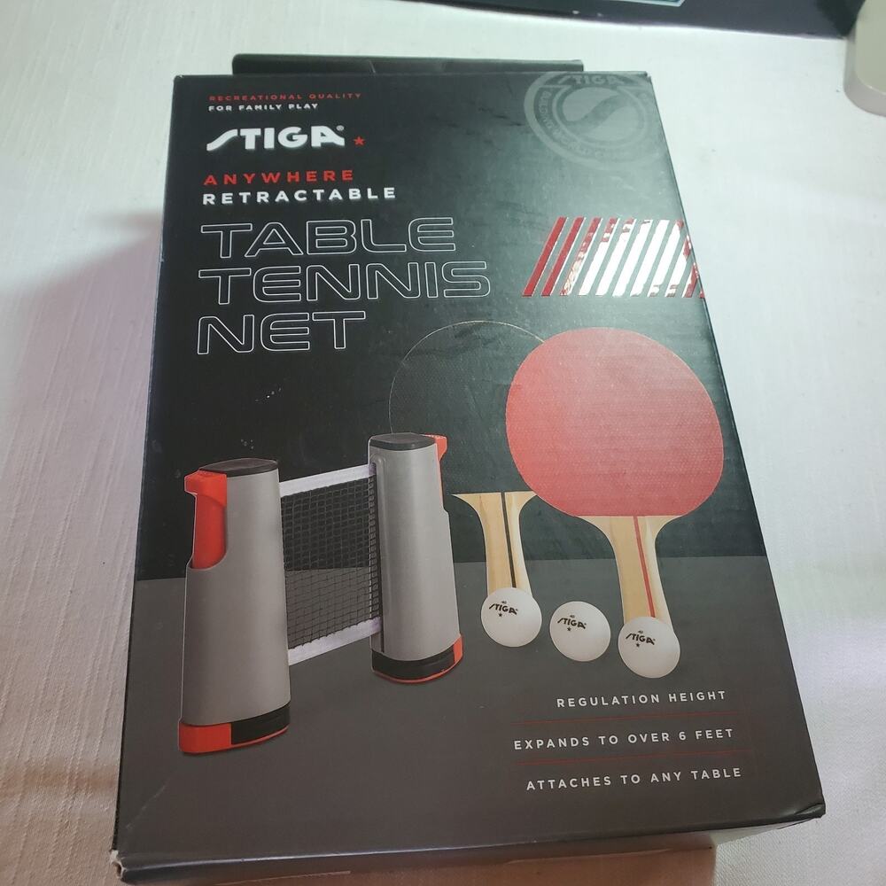 Stiga Anywhere Retractable Table Tennis Net & Rackets - NEW